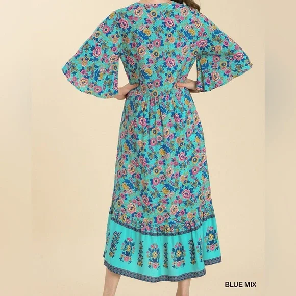 Umgee NWT Gypsy Boho Duster Teal Blue hippy bohemian Cardigan Kimono S M L - Picture 2 of 5